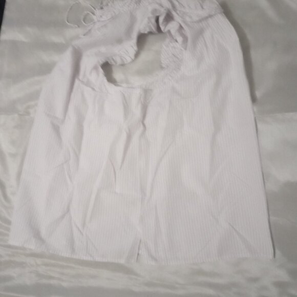 J Crew women's to purple/white stripes sizeL babydoll Y2K ruffle neck & sleeves - Picture 6 of 6